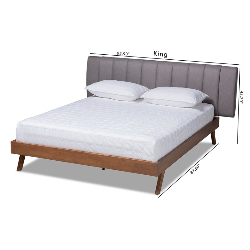 Bowery Hill King SizeGrey Upholstered Walnut Finished Bed