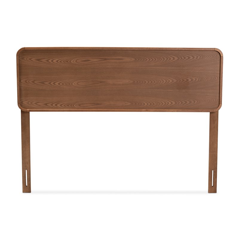 Bowery Hill Mid-Century Wood Full Headboard with Curved Edges in Walnut Brown