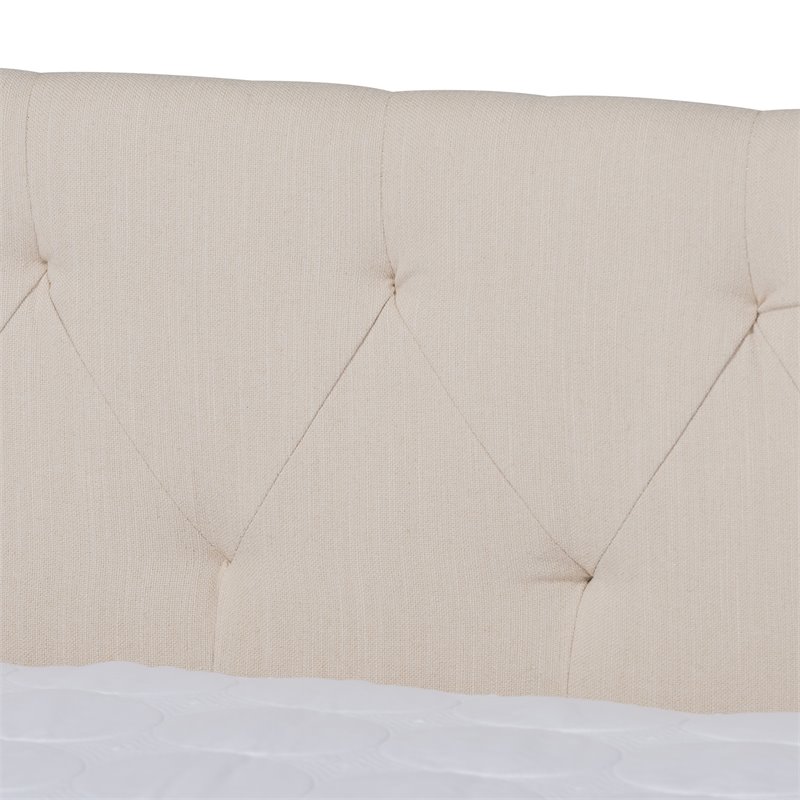 Bowery Hill Modern Fabric Upholstered Queen-Size Daybed with Trundle in Beige