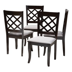Bowery Hill 17.9'' Modern Oak Wood Dining Chair in Espresso/Gray (Set of 4)