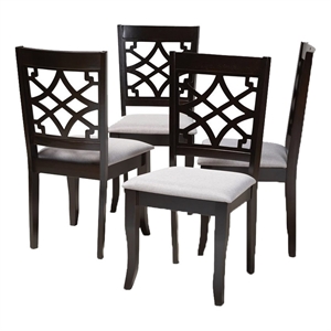 Bowery Hill 17.9&quot Modern Oak Wood Dining Chair in Gray/Espresso (Set of 4)