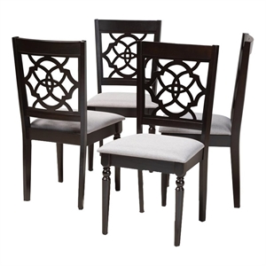 Bowery Hill Oak Wood Espresso Gray Dining Chair Cut-Out Back Design 37.4&quotH Unassembled