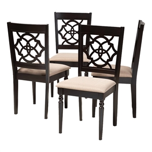 Bowery Hill 17.9&quot Modern Oak Wood Dining Chair in Sand/Espresso (Set of 4)