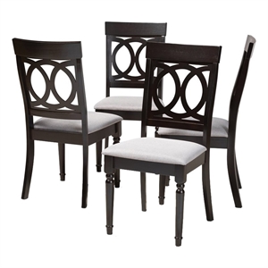 Bowery Hill 17.9&quot Modern Oak Wood Dining Chair in Gray and Espresso (Set of 4)