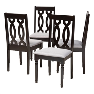 Bowery Hill 17.9&quot Modern Oak-Wood Dining Chair in Espresso/Gray (Set of 4)