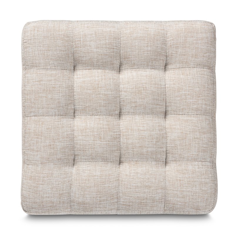 Bowery Hill Upholstered Wood Cube Ottoman in Beige - Set of 2