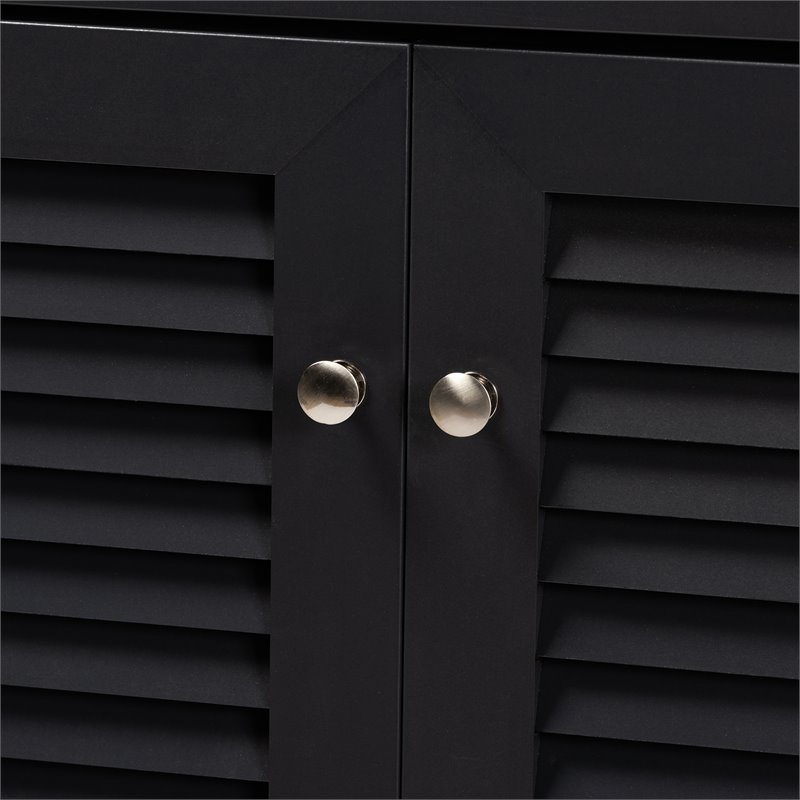 Bowery Hill Wood 5-Shelf and Drawer Shoe Cabinet in Dark Gray