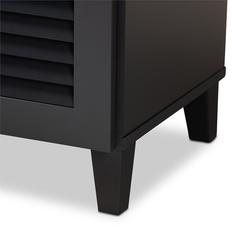Bowery Hill Wood 5-Shelf and Drawer Shoe Cabinet in Dark Gray