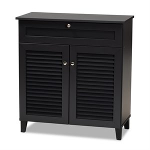 Bowery Hill Wood Dark Gray Shoe Cabinet Rectangular Unassembled