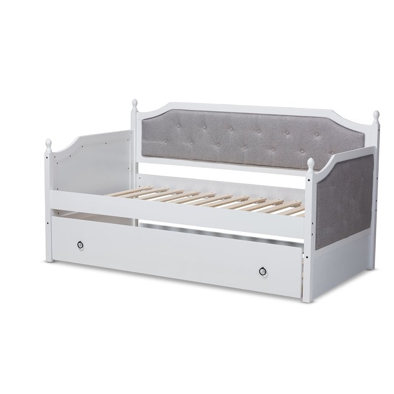 Bowery Hill Traditional Wood Twin Daybed with Trundle in White