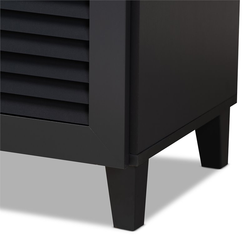 Bowery Hill Contemporary Wood 11-Shelf and Drawer Shoe Cabinet in Dark Gray