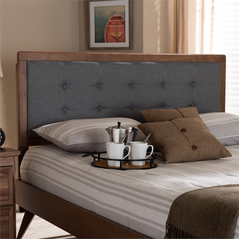 Bowery Hill Wood Dark Gray King Headboard Rectangular Adjustable Unassembled