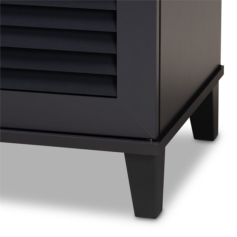 Bowery Hill Contemporary Wood 8-Shelf Shoe Cabinet in Dark Gray