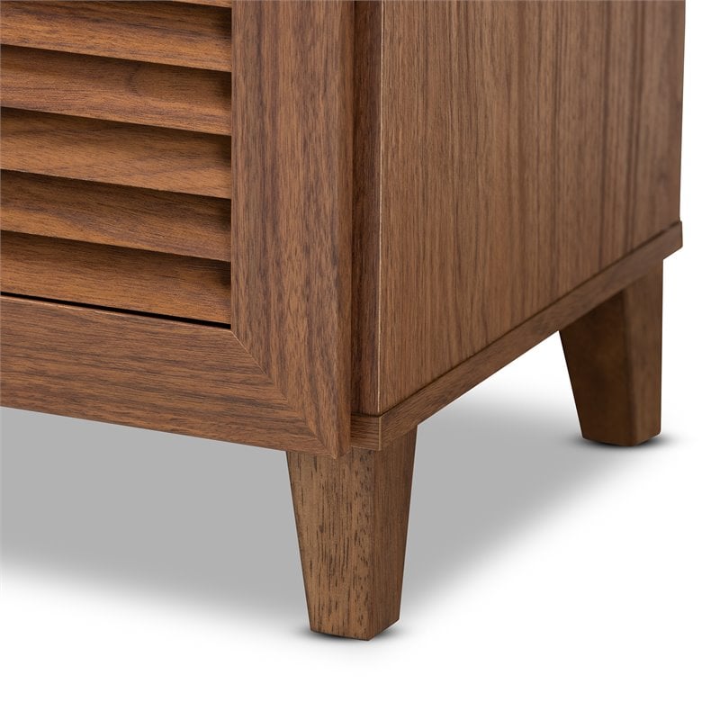 Bowery Hill Engineered Wood Walnut Brown Shoe Cabinet Rectangular 4-Shelf Unassembled