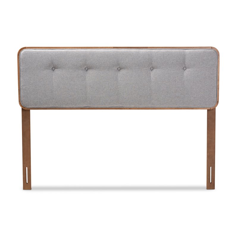 Bowery Hill Mid-Century Wood Tufted Queen Headboard in Light Gray