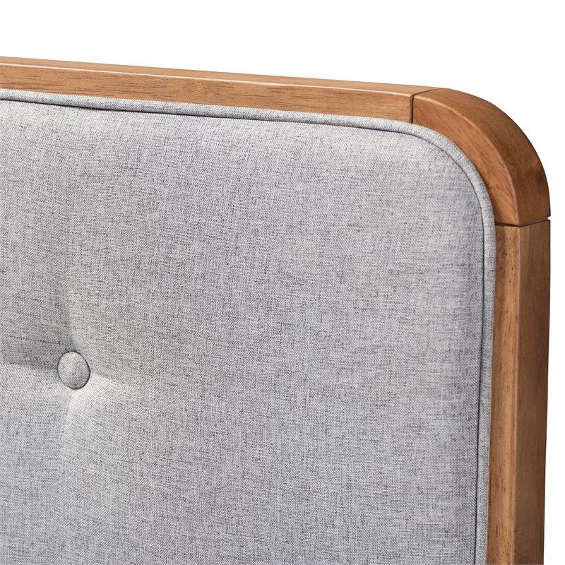 Bowery Hill Mid-Century Wood Tufted Queen Headboard in Light Gray