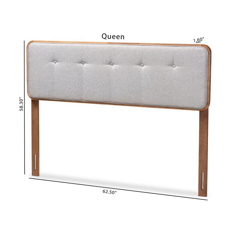 Bowery Hill Mid-Century Wood Tufted Queen Headboard in Light Gray