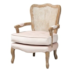 Bowery Hill 19.3&quot Traditional Wood/Fabric Accent Chair in Light Beige