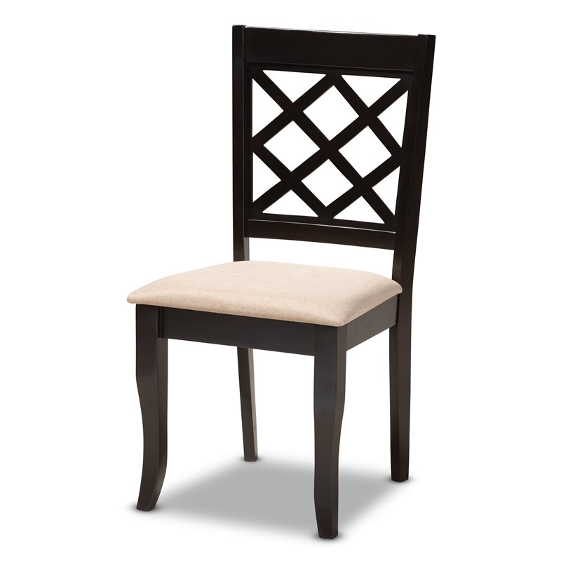 Bowery Hill 5-Piece Wood Upholstered Dining Set in Sand and Espresso