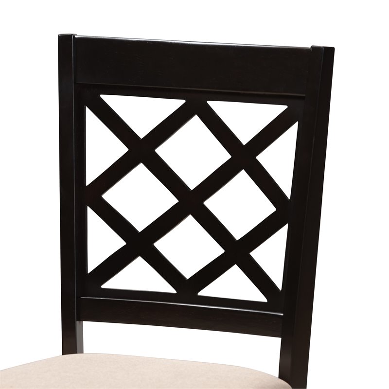 Bowery Hill 5-Piece Wood Upholstered Dining Set in Sand and Espresso