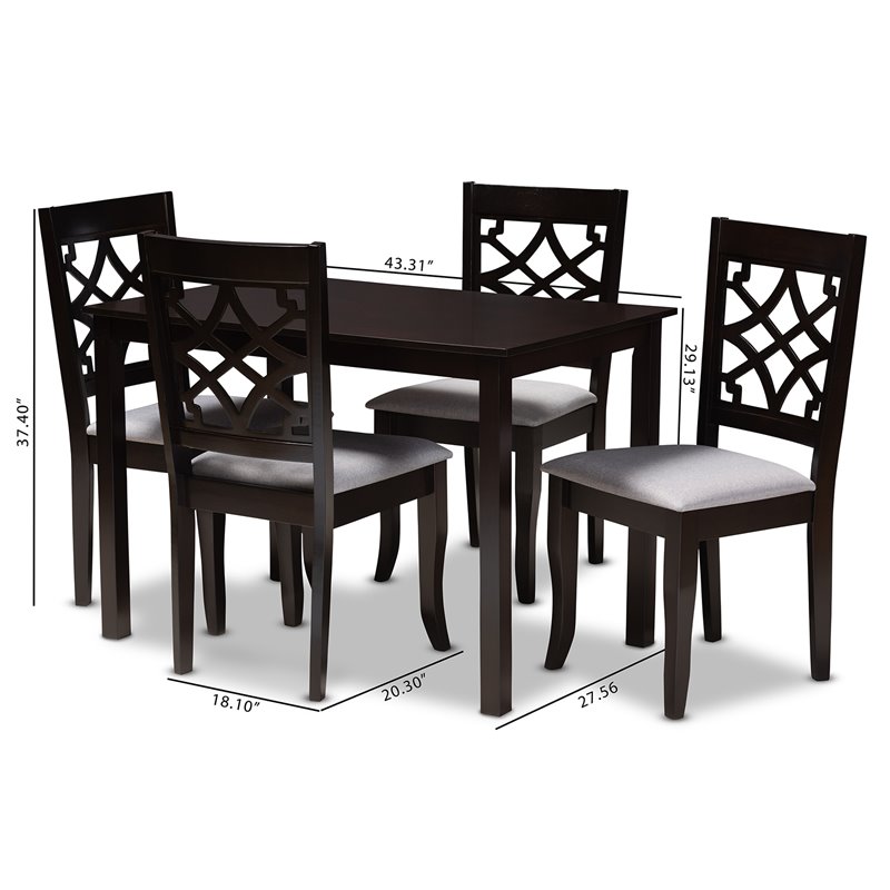 Bowery Hill 5-Piece Wood Upholstered Dining Set in Gray and Espresso