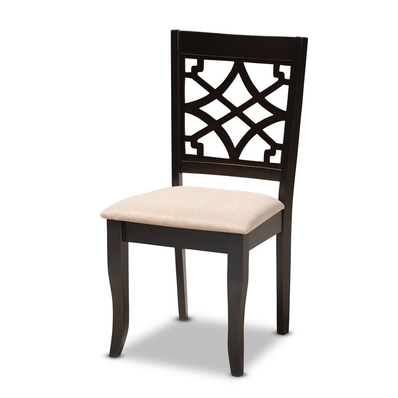 Bowery Hill 5-Piece Wood Upholstered Dining Set in Sand and Espresso
