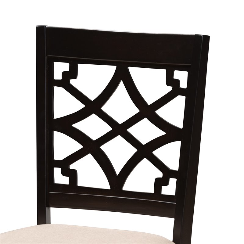 Bowery Hill 5-Piece Wood Upholstered Dining Set in Sand and Espresso