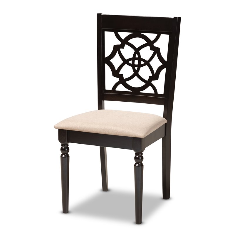 Bowery Hill 5-Piece Wood Upholstered Dining Set in Sand and Espresso