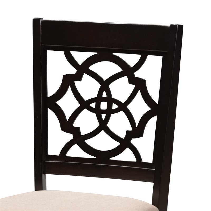 Bowery Hill 5-Piece Wood Upholstered Dining Set in Sand and Espresso