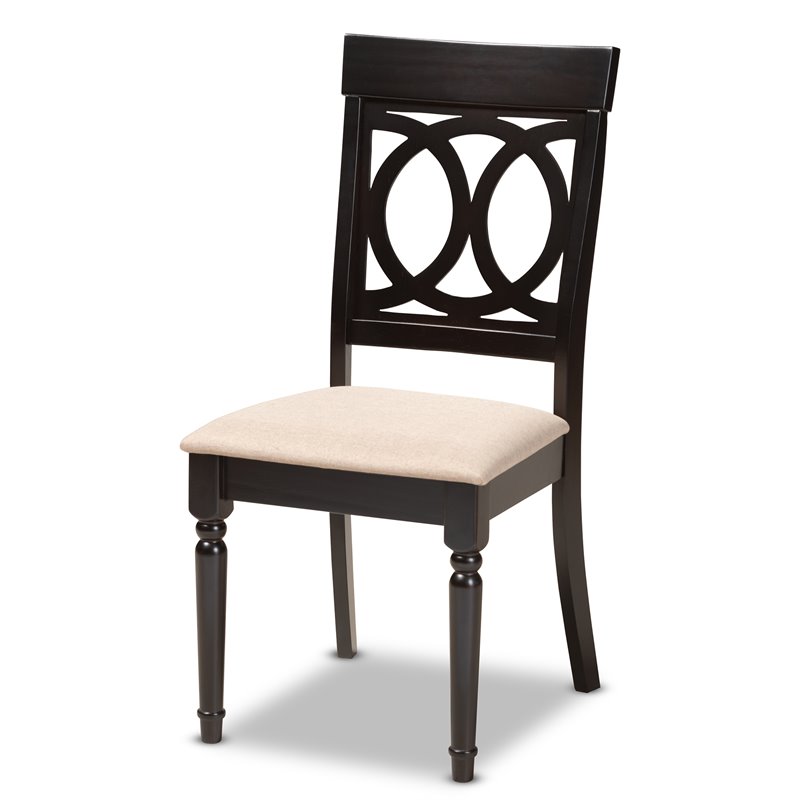 Bowery Hill 5-Piece Wood Upholstered Dining Set in Sand and Espresso