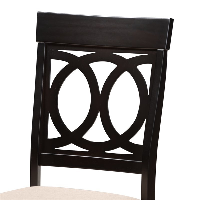 Bowery Hill 5-Piece Wood Upholstered Dining Set in Sand and Espresso
