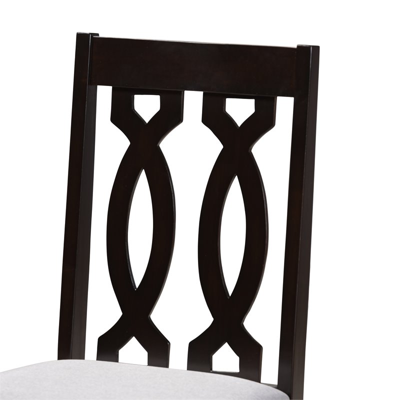 Bowery Hill 5-Piece Wood Upholstered Dining Set in Gray and Espresso
