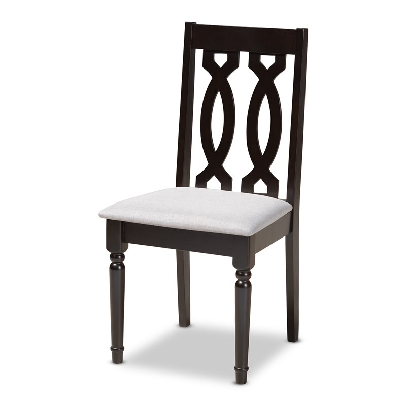 Bowery Hill 5-Piece Wood Upholstered Dining Set in Gray and Espresso