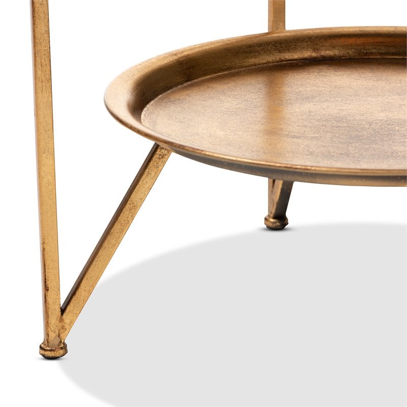 Bowery Hill Modern Metal Table with Mirrored Glass Top in Gold