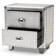 Bowery Hill Contemporary 2-Drawer Metal Nightstand in Silver