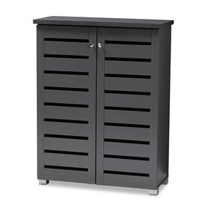 Bowery Hill 2-Door Wood Entryway Shoe Cabinet in Dark Gray