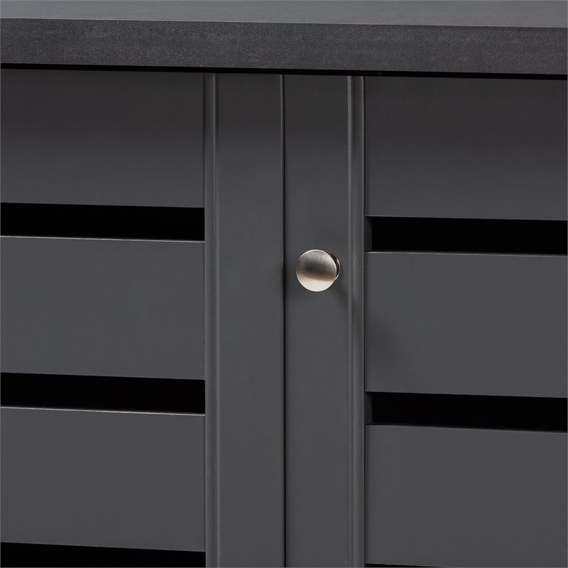 Bowery Hill Engineered Wood Dark Gray Shoe Cabinet Rectangular Ventilated Unassembled