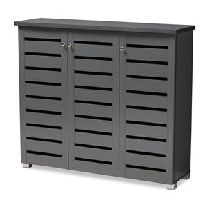 Bowery Hill Engineered Wood Dark Gray Shoe Cabinet Rectangular Ventilated Unassembled
