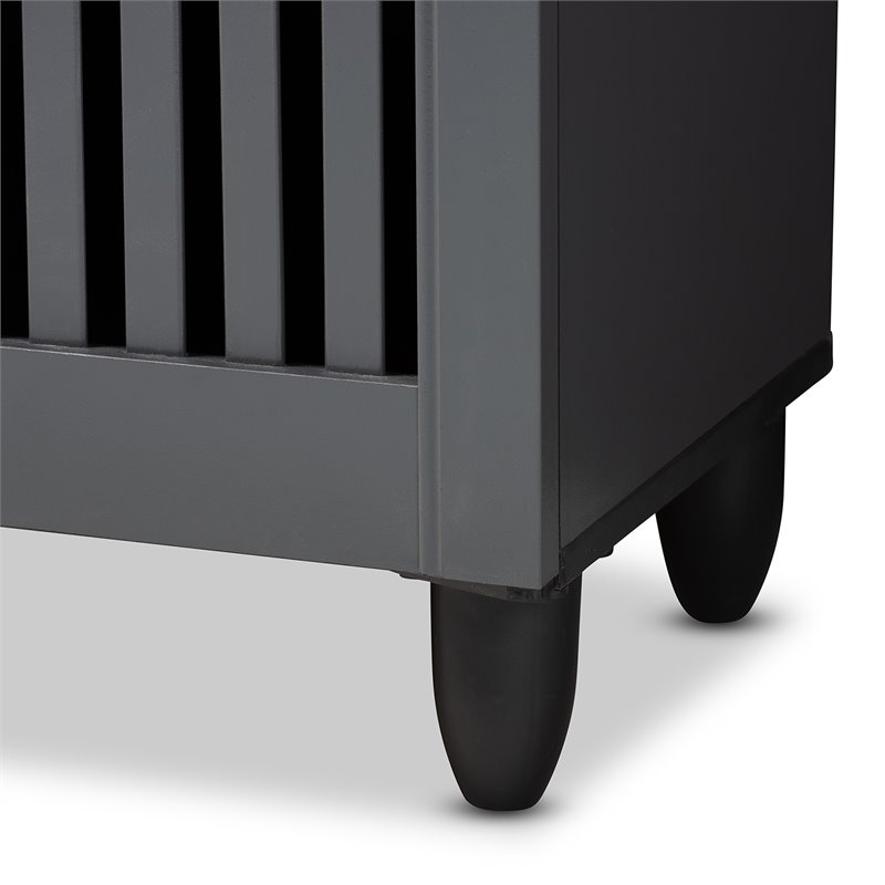 Bowery Hill Engineered Wood Dark Gray Shoe Cabinet Rectangular Ventilated Unassembled