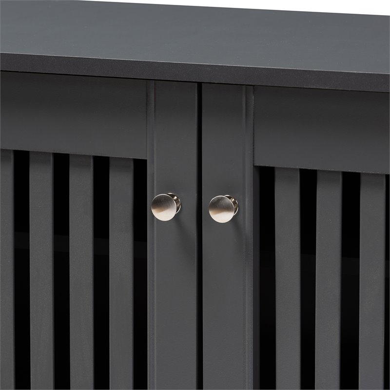 Bowery Hill Engineered Wood Dark Gray Shoe Cabinet Rectangular Ventilated Unassembled