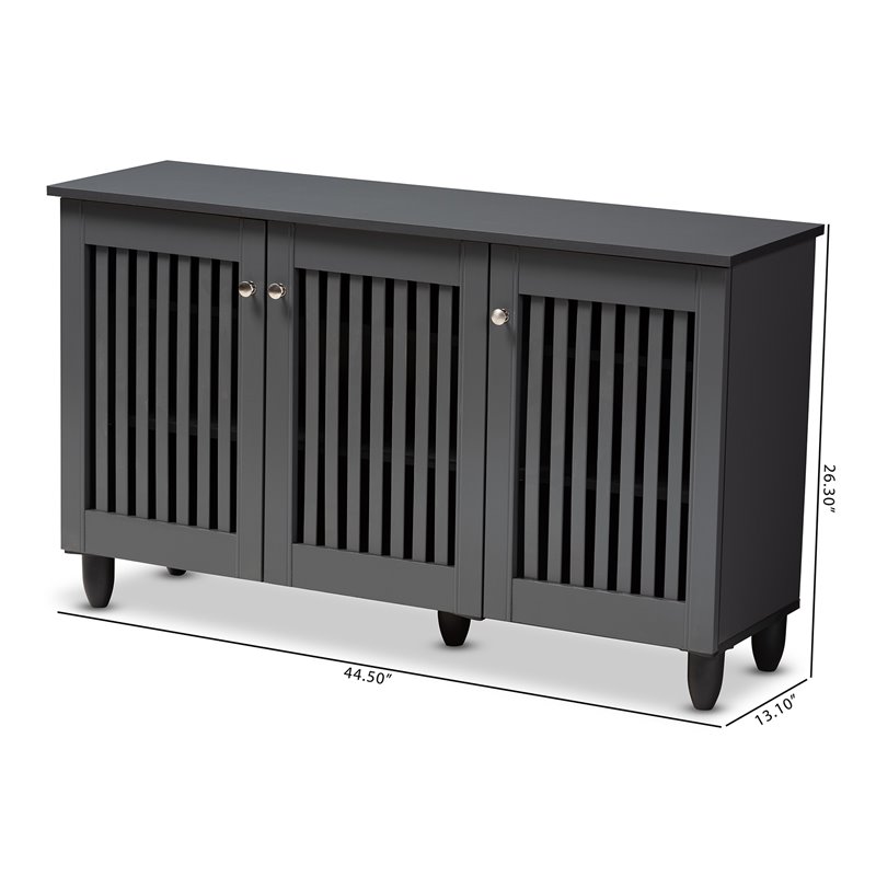 Bowery Hill Engineered Wood Dark Gray Shoe Cabinet Rectangular Ventilated Unassembled