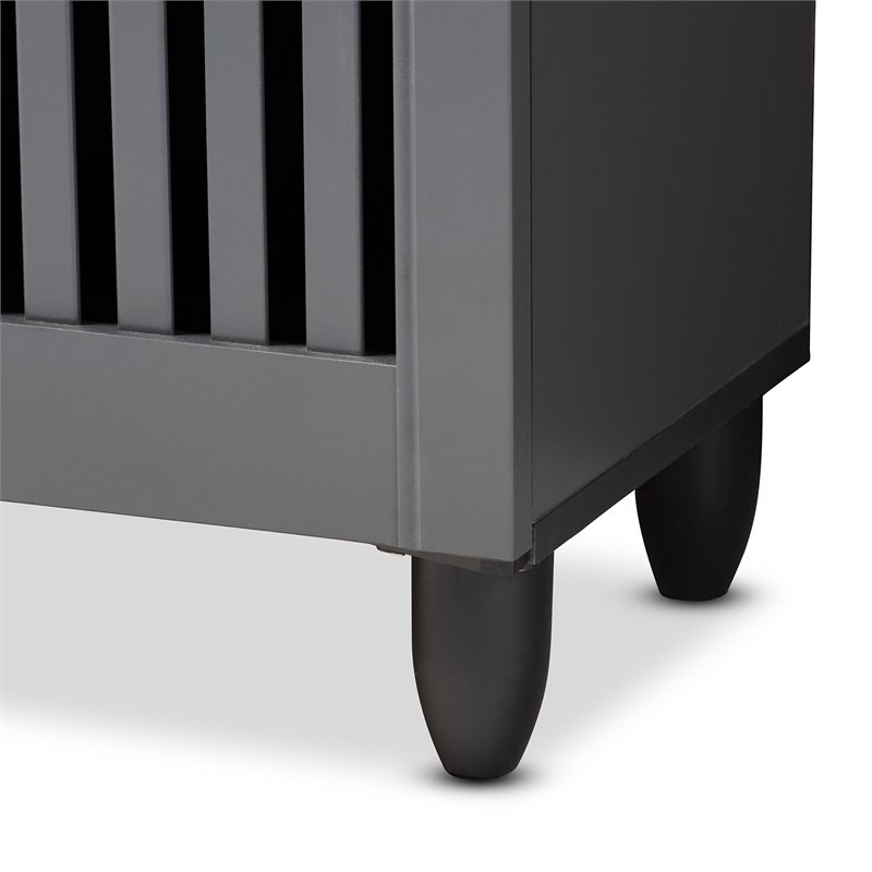 Bowery Hill 4-Door Wood Entryway Shoe Cabinet in Dark Gray