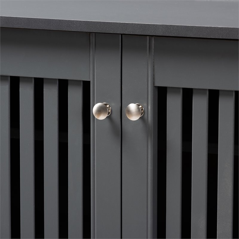 Bowery Hill 4-Door Wood Entryway Shoe Cabinet in Dark Gray