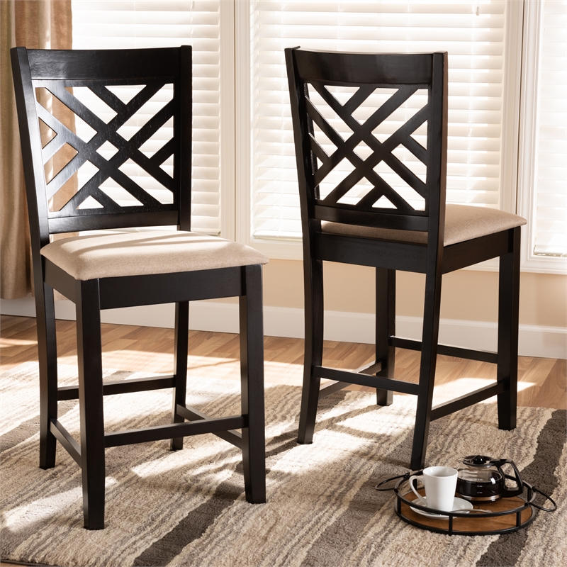 Bowery Hill Upholstered Sand and Brown Bar Stool Rectangular 25