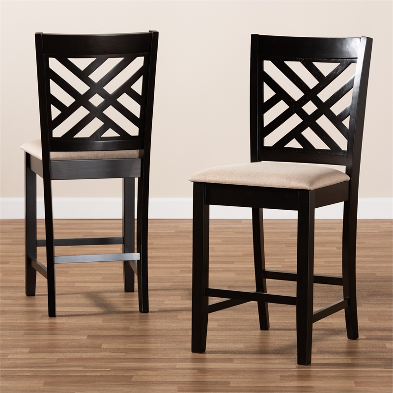 Bowery Hill Upholstered Sand and Brown Bar Stool Rectangular 25