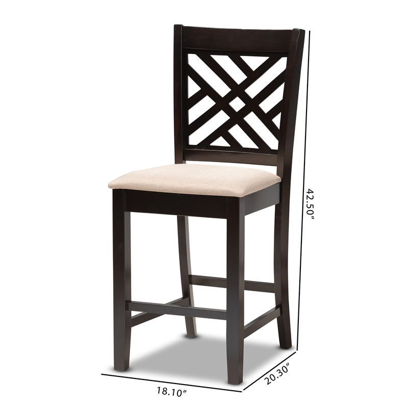 Bowery Hill Upholstered Sand and Brown Bar Stool Rectangular 25