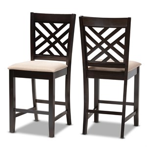 Bowery Hill Upholstered Sand and Brown Bar Stool Rectangular 25&quotH Unassembled