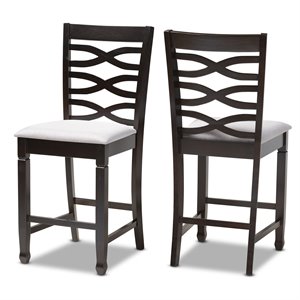 Bowery Hill 25&quotH Upholstered Wood Bar Stool in Gray and Brown Set of 2