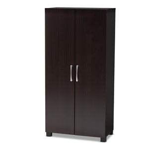 Bowery Hill Engineered Wood Wenge Dark Brown Shoe Cabinet Rectangular Ventilated Unassembled
