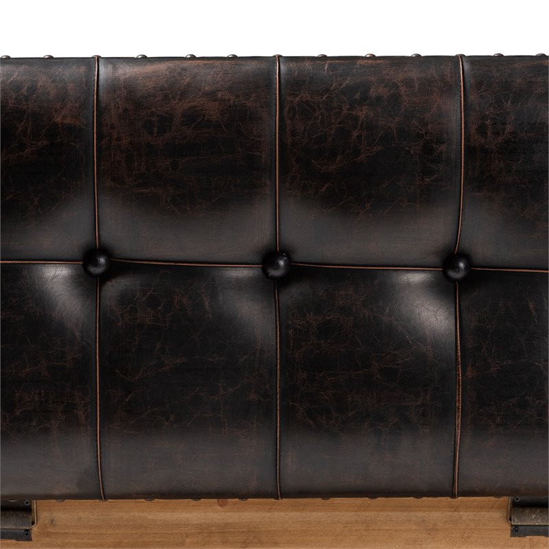 Bowery Hill Faux Leather and Wood Storage Ottoman in Brown (Set of 2)